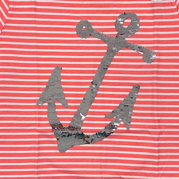 NWT J. Crew Girls' Pink, Red & White W/Flippable Sequin Anchor T-Shirt - Picture 3 of 12